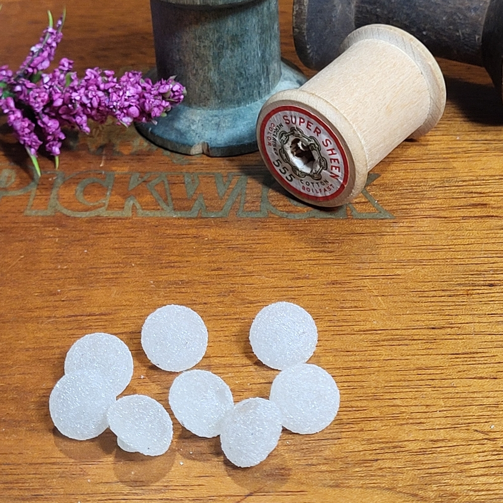 Vintage Round White Domed Plastic Shank Sugared Texture Sewing Buttons ~ 8pcs
